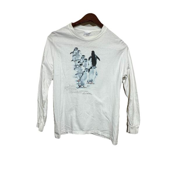 2001 Robert Bateman National Geographic Penguins T-Shirt Adult Small Long Sleeve - Picture 1 of 7
